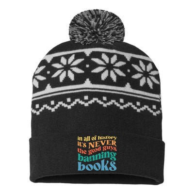 In All History Its Never The Good Guys Banning Books Retro USA-Made Snowflake Beanie