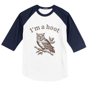 IM A Hoot Owl Bird Pun Sarcastic Jokes Baseball Sleeve Shirt