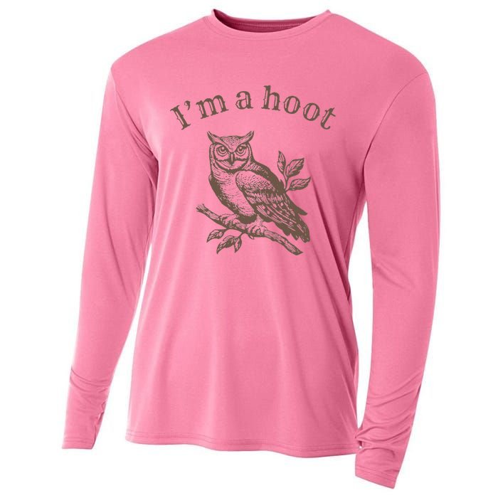 IM A Hoot Owl Bird Pun Sarcastic Jokes Cooling Performance Long Sleeve Crew