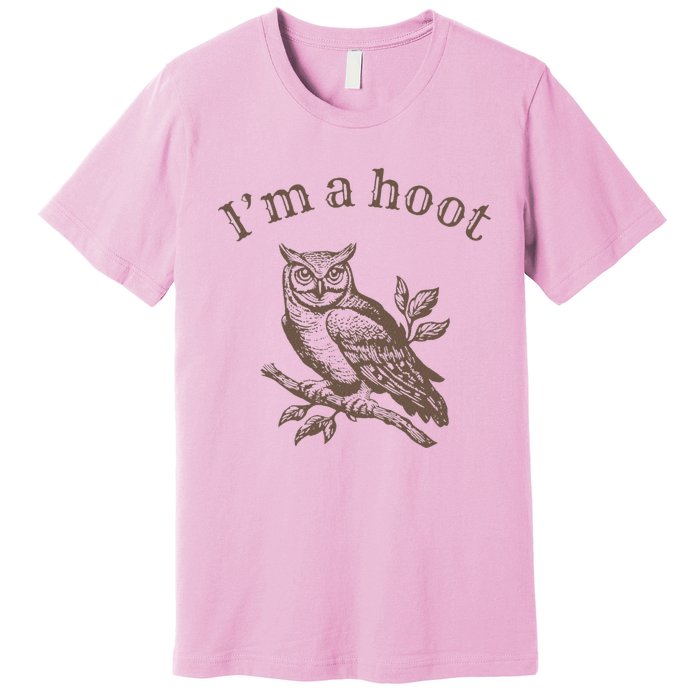 IM A Hoot Owl Bird Pun Sarcastic Jokes Premium T-Shirt