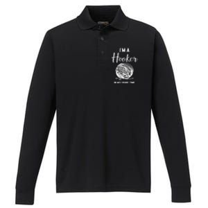 IM A Hooker In My Spare Time Funny Crocheting Performance Long Sleeve Polo