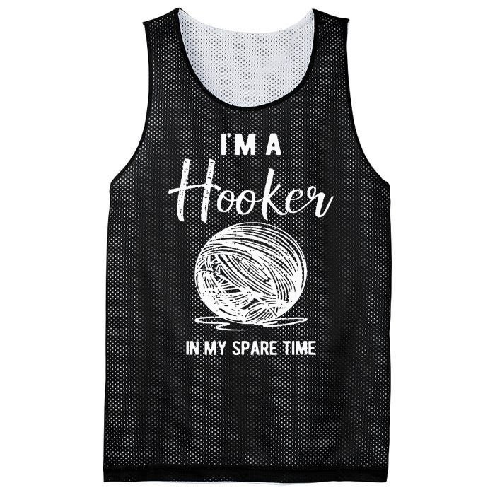 IM A Hooker In My Spare Time Funny Crocheting Mesh Reversible Basketball Jersey Tank