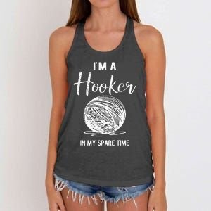 IM A Hooker In My Spare Time Funny Crocheting Women's Knotted Racerback Tank