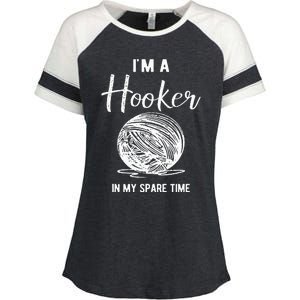 IM A Hooker In My Spare Time Funny Crocheting Enza Ladies Jersey Colorblock Tee