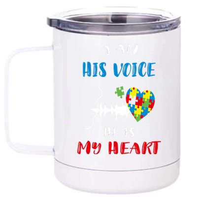 I Am His Voice He Is My Heart Autism Awareness Gift 12 oz Stainless Steel Tumbler Cup