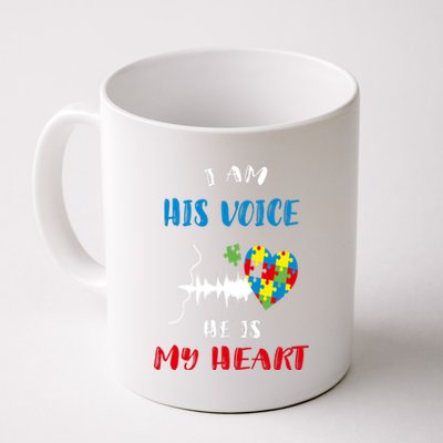 I Am His Voice He Is My Heart Autism Awareness Gift Coffee Mug