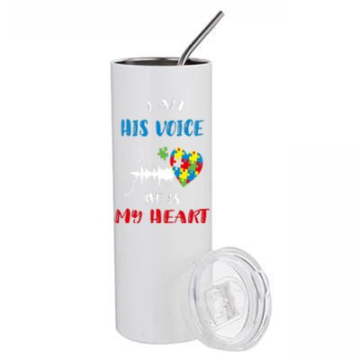 I Am His Voice He Is My Heart Autism Awareness Gift Stainless Steel Tumbler