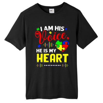 I Am His Voice He Is My Heart Autism Awareness Mom Dad Tall Fusion ChromaSoft Performance T-Shirt