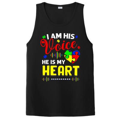 I Am His Voice He Is My Heart Autism Awareness Mom Dad PosiCharge Competitor Tank