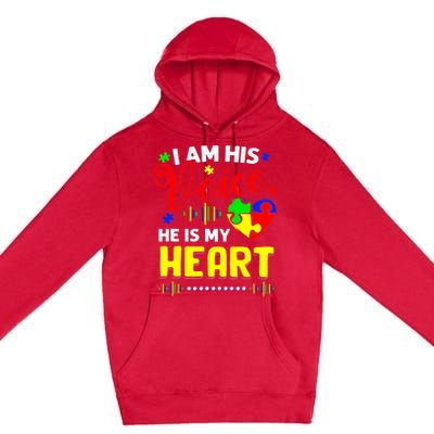 I Am His Voice He Is My Heart Autism Awareness Mom Dad Premium Pullover Hoodie