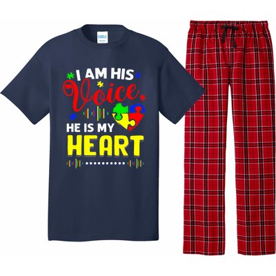 I Am His Voice He Is My Heart Autism Awareness Mom Dad Pajama Set