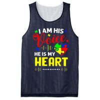 I Am His Voice He Is My Heart Autism Awareness Mom Dad Mesh Reversible Basketball Jersey Tank