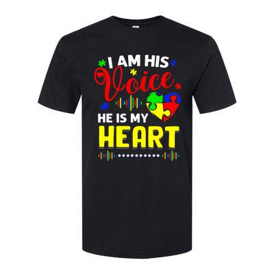 I Am His Voice He Is My Heart Autism Awareness Mom Dad Softstyle® CVC T-Shirt