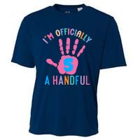 IM A Handful Five 5th Birthday Girl Boy Cooling Performance Crew T-Shirt