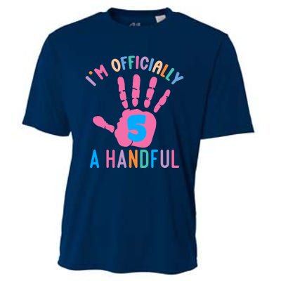 IM A Handful Five 5th Birthday Girl Boy Cooling Performance Crew T-Shirt