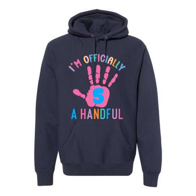 IM A Handful Five 5th Birthday Girl Boy Premium Hoodie