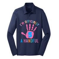 IM A Handful Five 5th Birthday Girl Boy Silk Touch Performance Long Sleeve Polo