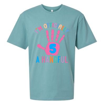 IM A Handful Five 5th Birthday Girl Boy Sueded Cloud Jersey T-Shirt