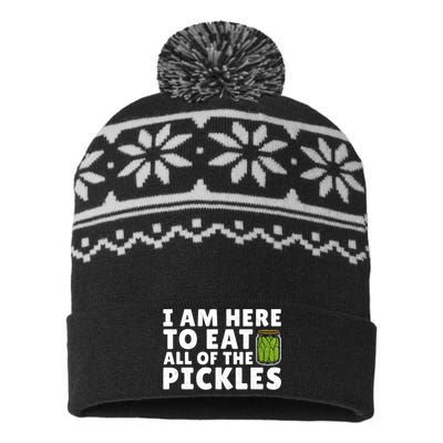 I Am Here To Eat All Of The Pickles Cucumber Lover USA-Made Snowflake Beanie