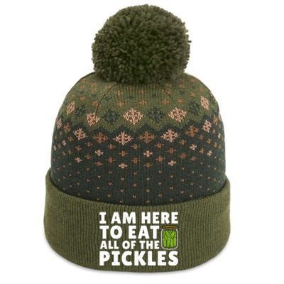 I Am Here To Eat All Of The Pickles Cucumber Lover The Baniff Cuffed Pom Beanie