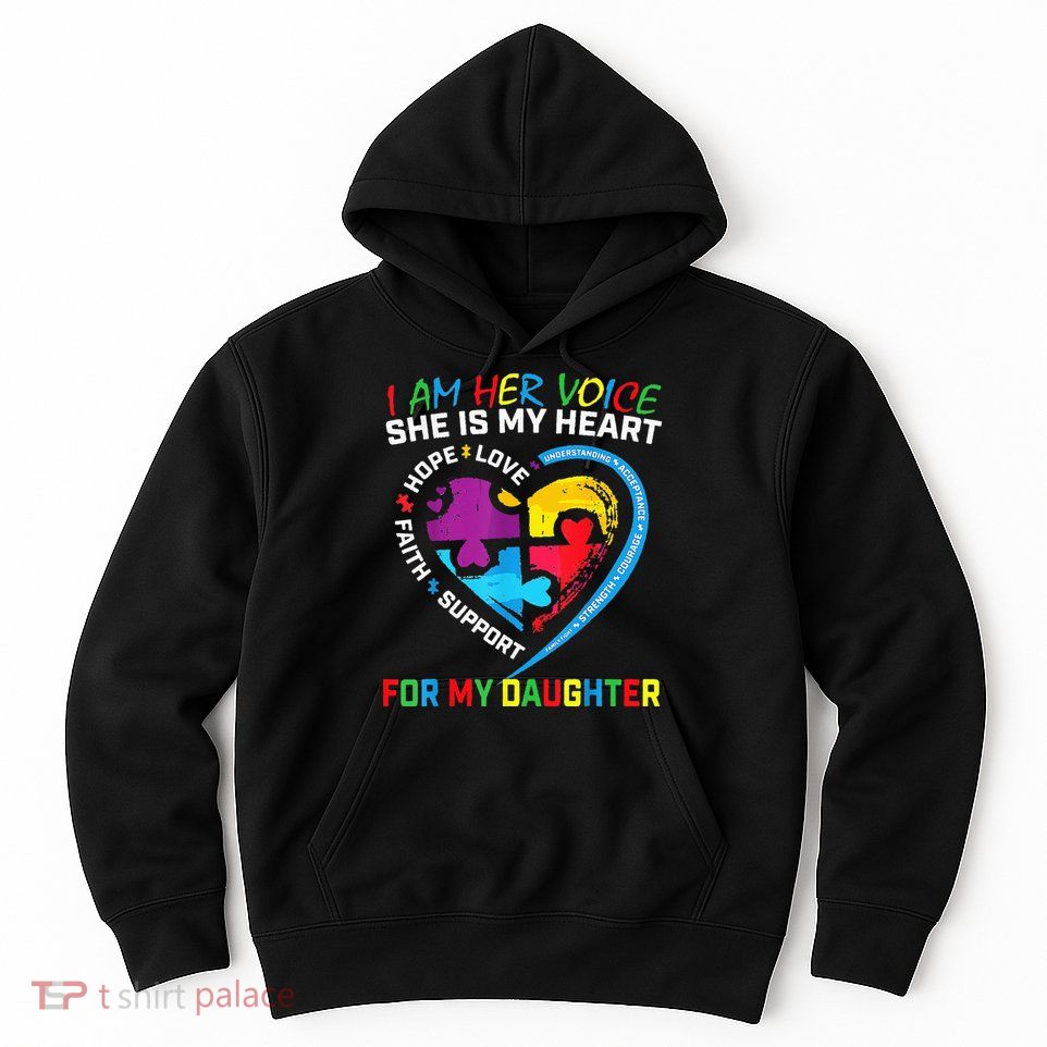 I Am Her Voice Daughter Autism Awareness Mom Dad Puzzle Hoodie
