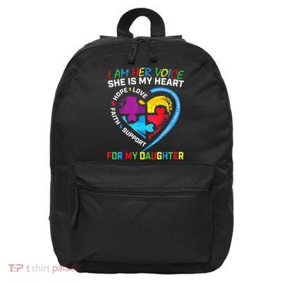 I Am Her Voice Daughter Autism Awareness Mom Dad Puzzle 16 in Basic Backpack