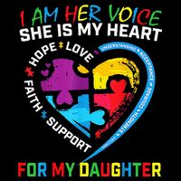 I Am Her Voice Daughter Autism Awareness Mom Dad Puzzle Tank Top