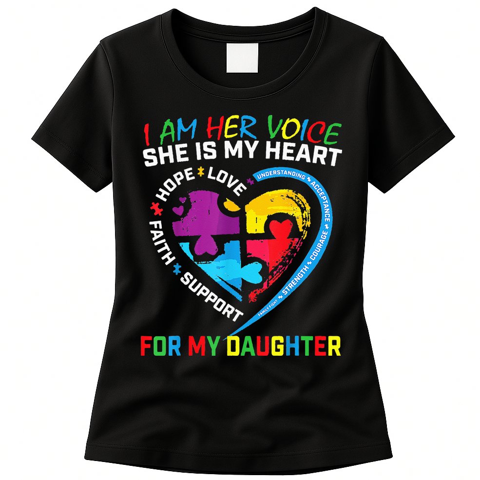 I Am Her Voice Daughter Autism Awareness Mom Dad Puzzle Womens T-Shirt