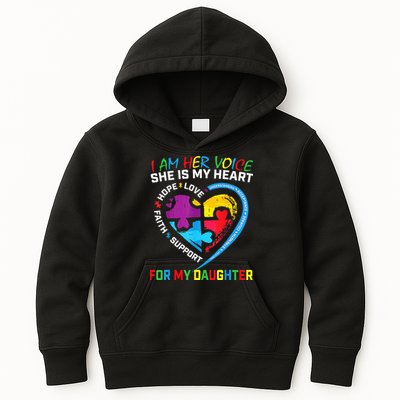 I Am Her Voice Daughter Autism Awareness Mom Dad Puzzle Kids Hoodie