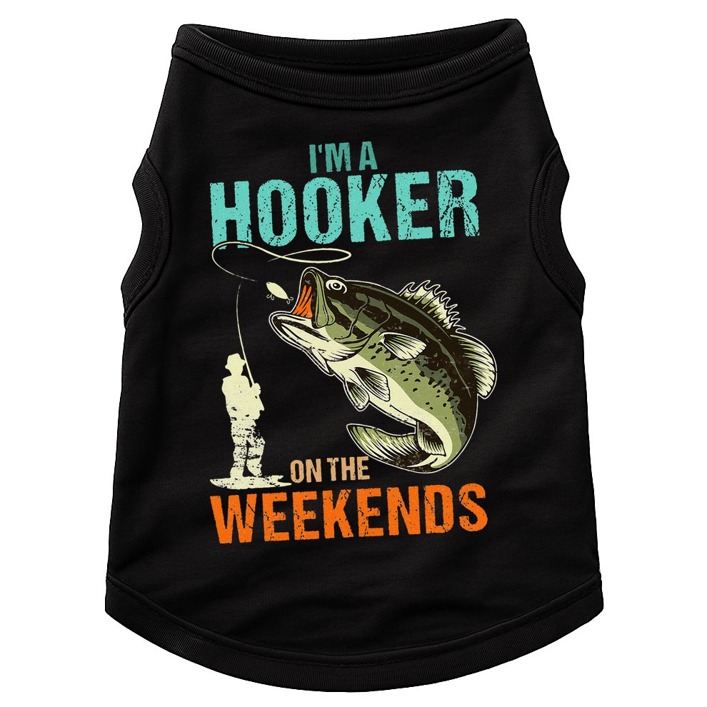 Im A Hooker On The Weekend Funny Fishing Fisherman Vintage Doggie Tank