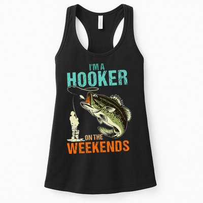 Im A Hooker On The Weekend Funny Fishing Fisherman Vintage Womens Tank Top