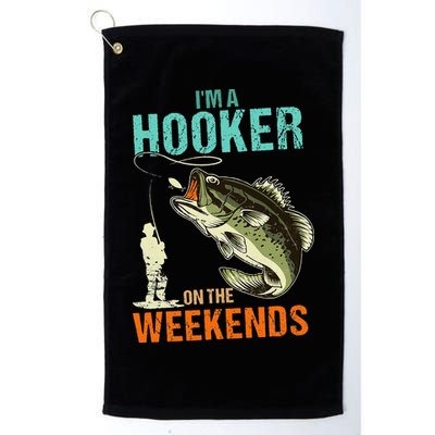 Im A Hooker On The Weekend Funny Fishing Fisherman Vintage Golf Towel