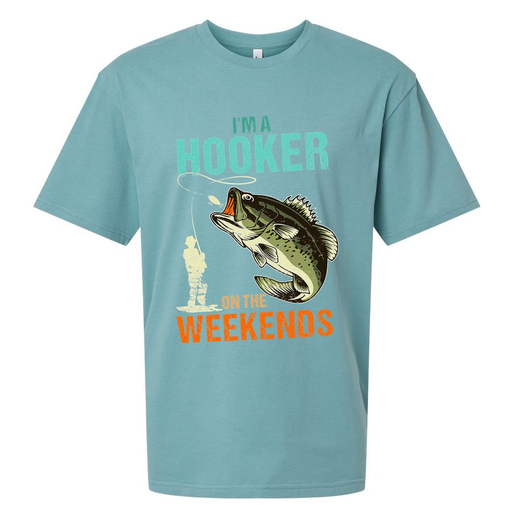 Im A Hooker On The Weekend Funny Fishing Fisherman Vintage Sueded Cloud Jersey T-Shirt