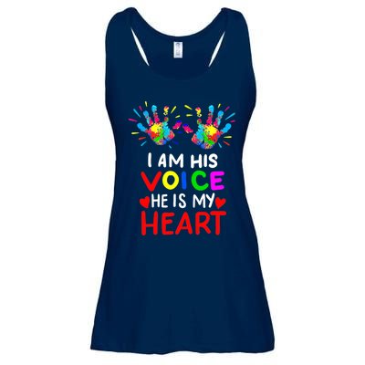 I Am His Voice He Is My Heart Mom Autistic Autism Awareness Ladies Essential Flowy Tank