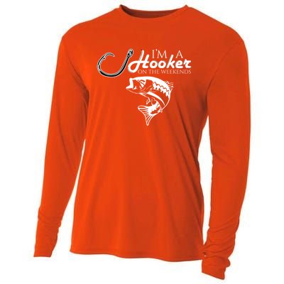 I'm A Hooker On The Weekends Fishing Gift Cooling Performance Long Sleeve Crew