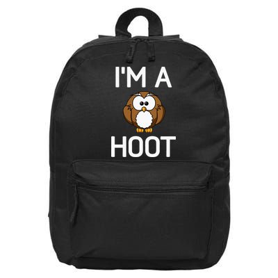 Im A Hoot Owl Pun Funny Jokes Sarcastic Sayings. 16 in Basic Backpack