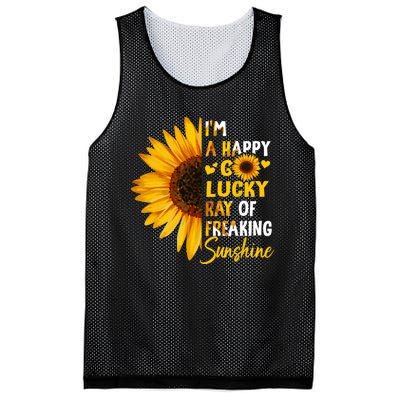 Im A Happy Go Lucky Ray Of Freaking SunShine Sunflower Mesh Reversible Basketball Jersey Tank