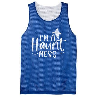 I'm A Haunt Mess Ghost Gift Funny Halloween Hot Mess Mom Gift Mesh Reversible Basketball Jersey Tank