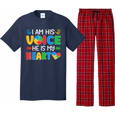 I Am His Voice He Is My Heart Autism Mom Mama Autism Daddy Papa Autism Awareness Pajama Set