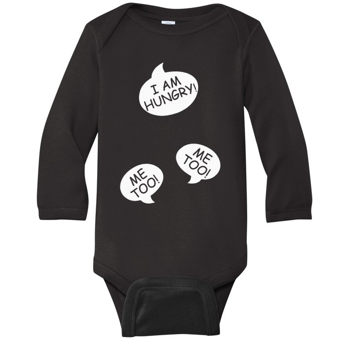 I Am Hungry Me To Baby Bump Design Twins Twin Pregnancy Baby Long Sleeve Bodysuit