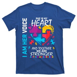 I Am Her Voice She Is My Heart Autism Awareness Puzzle Piece Great Gift T-Shirt