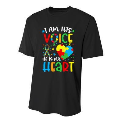 I am His Voice Mom Mama Autistic Autism Awareness Month Youth Performance Sprint T-Shirt