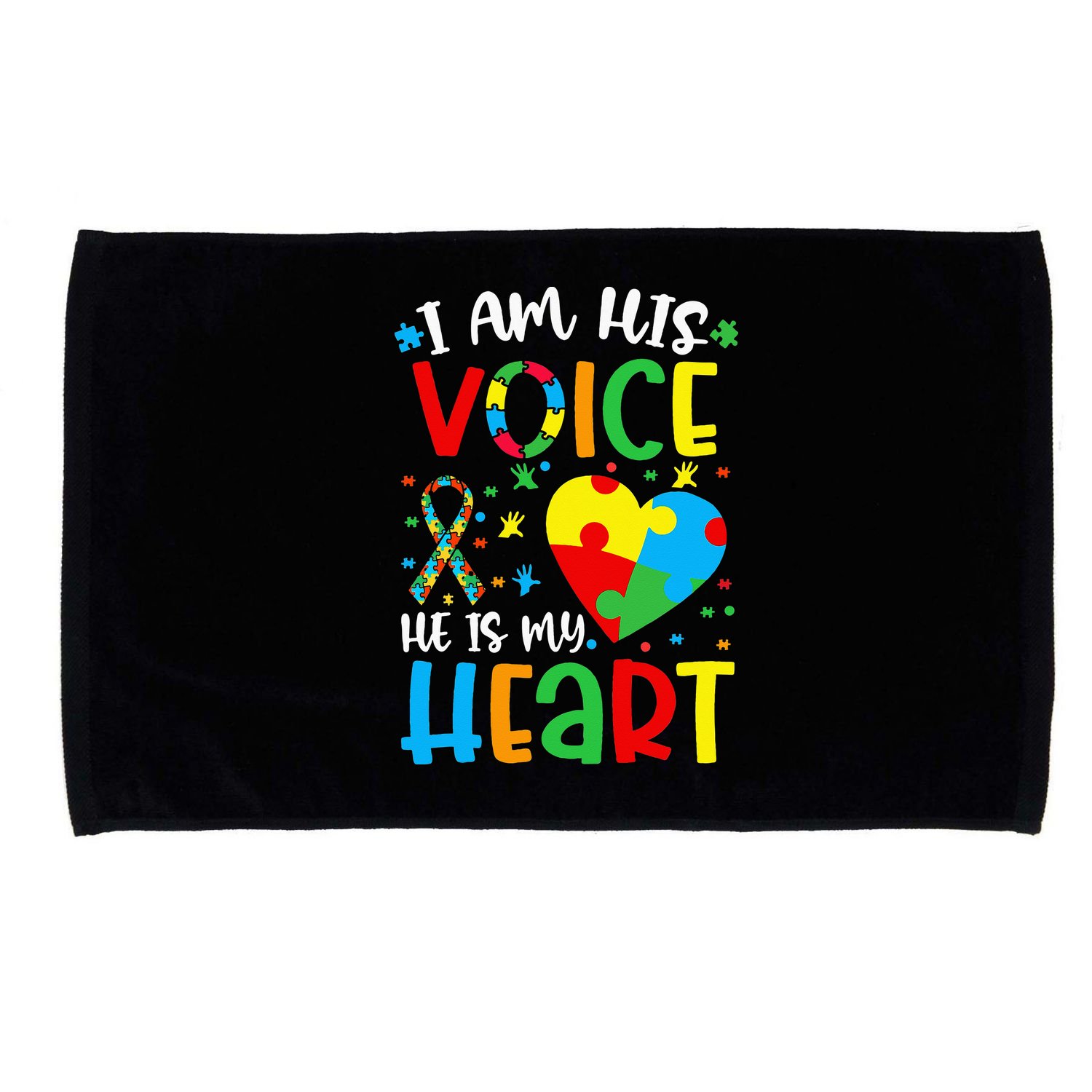 I am His Voice Mom Mama Autistic Autism Awareness Month Microfiber Hand Towel