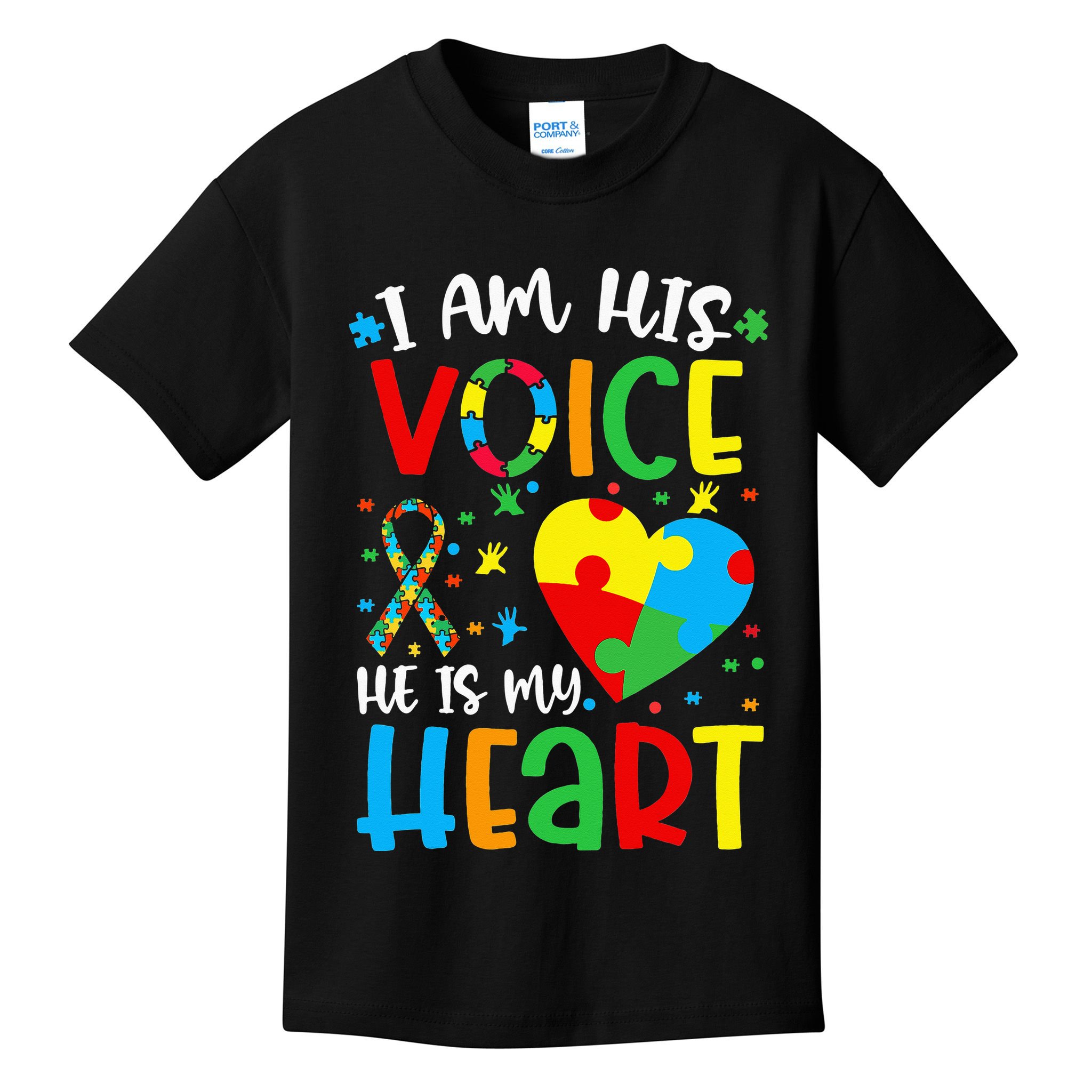 I am His Voice Mom Mama Autistic Autism Awareness Month Kids T-Shirt