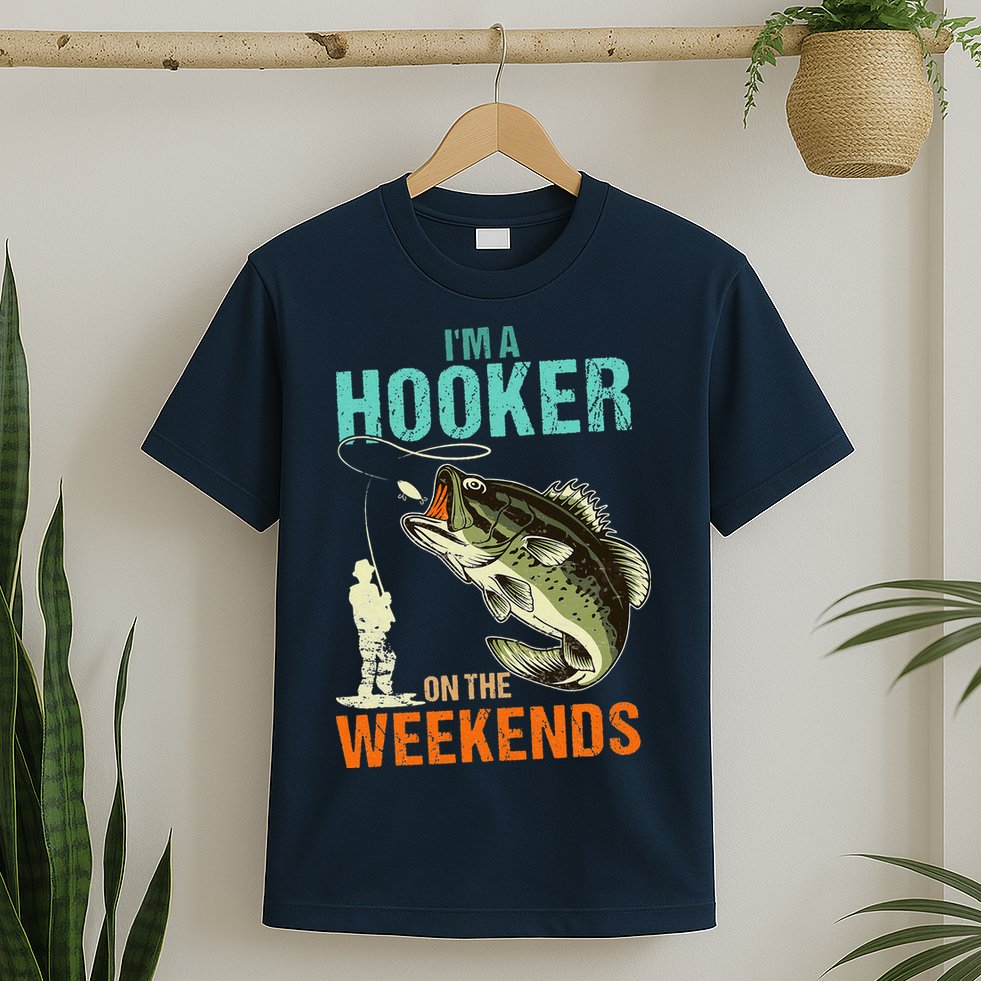 I'm A Hooker On The Weekend Funny Fisherman Vintage T-Shirt