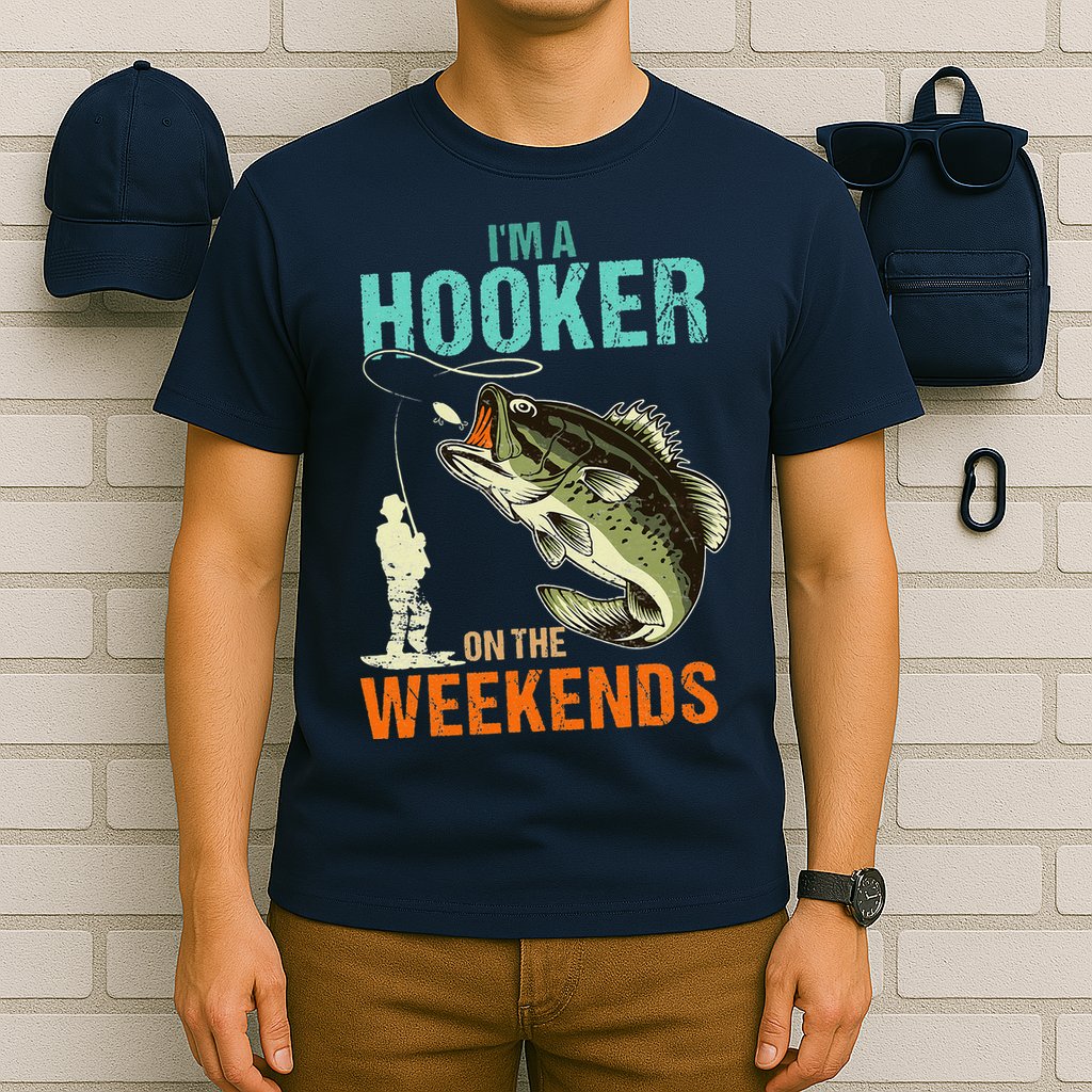 I'm A Hooker On The Weekend Funny Fisherman Vintage T-Shirt