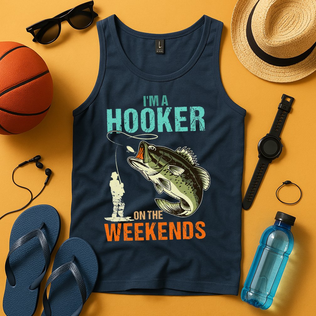 I'm A Hooker On The Weekend Funny Fisherman Vintage Tank Top