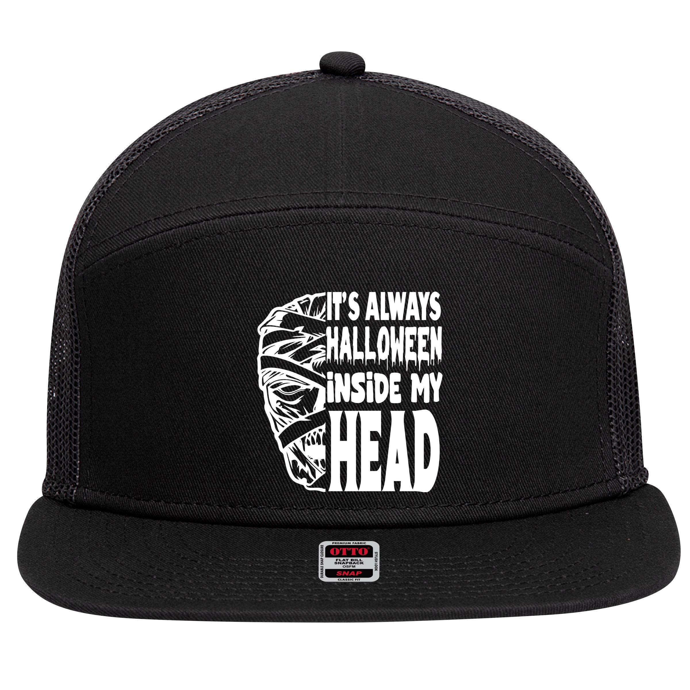 Its Always Halloween Inside My Head Zombie 7 Panel Mesh Trucker Snapback Hat