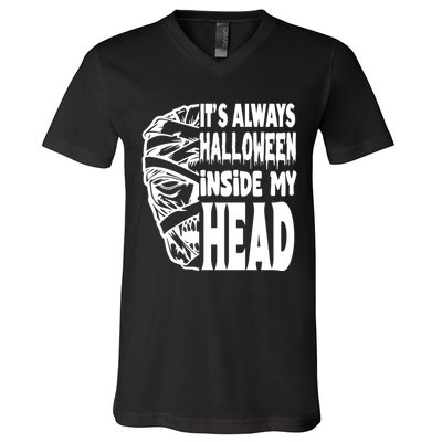 Its Always Halloween Inside My Head Zombie V-Neck T-Shirt