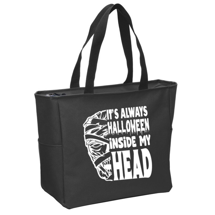 Its Always Halloween Inside My Head Zombie Zip Tote Bag